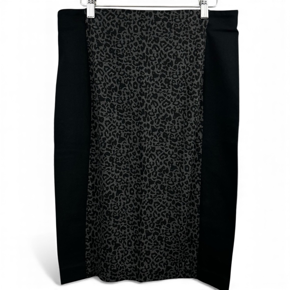 Denver Hayes Leopard Print Black Pencil Skirt Size Medium